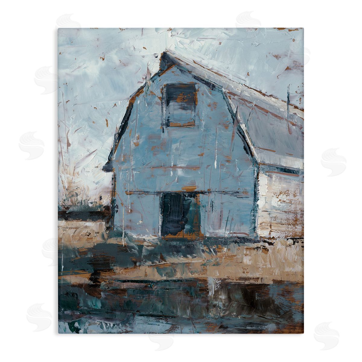 Ethan Harper Abstract Distressed White Barn Canvas Wall Art
