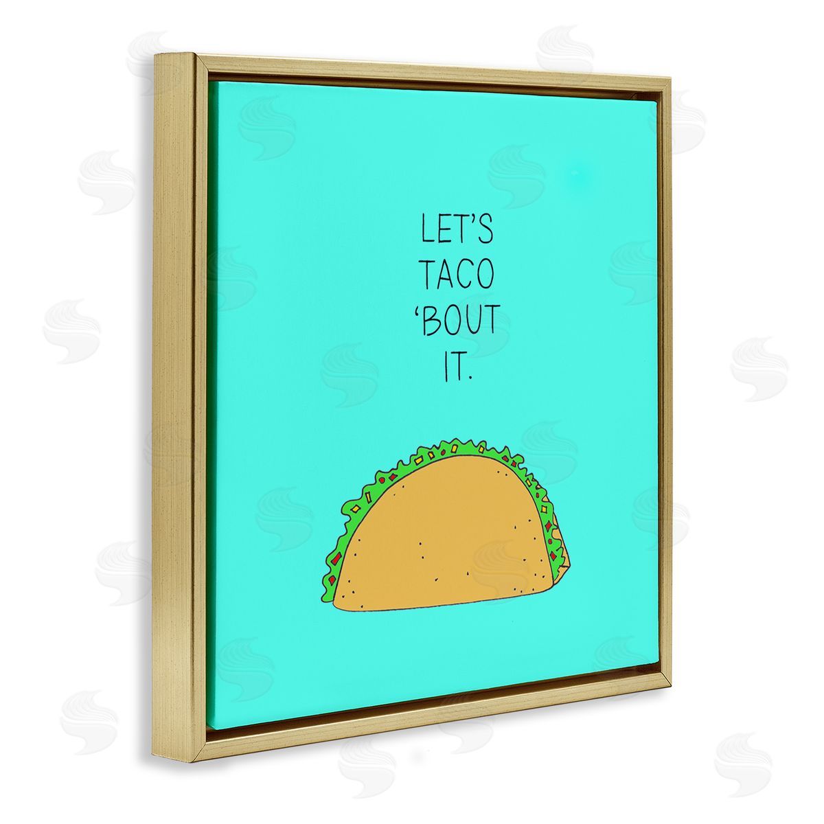 Natalie Sizemore Let's Taco 'Bout It Food Pun Gold Floater Frame Canvas Art
