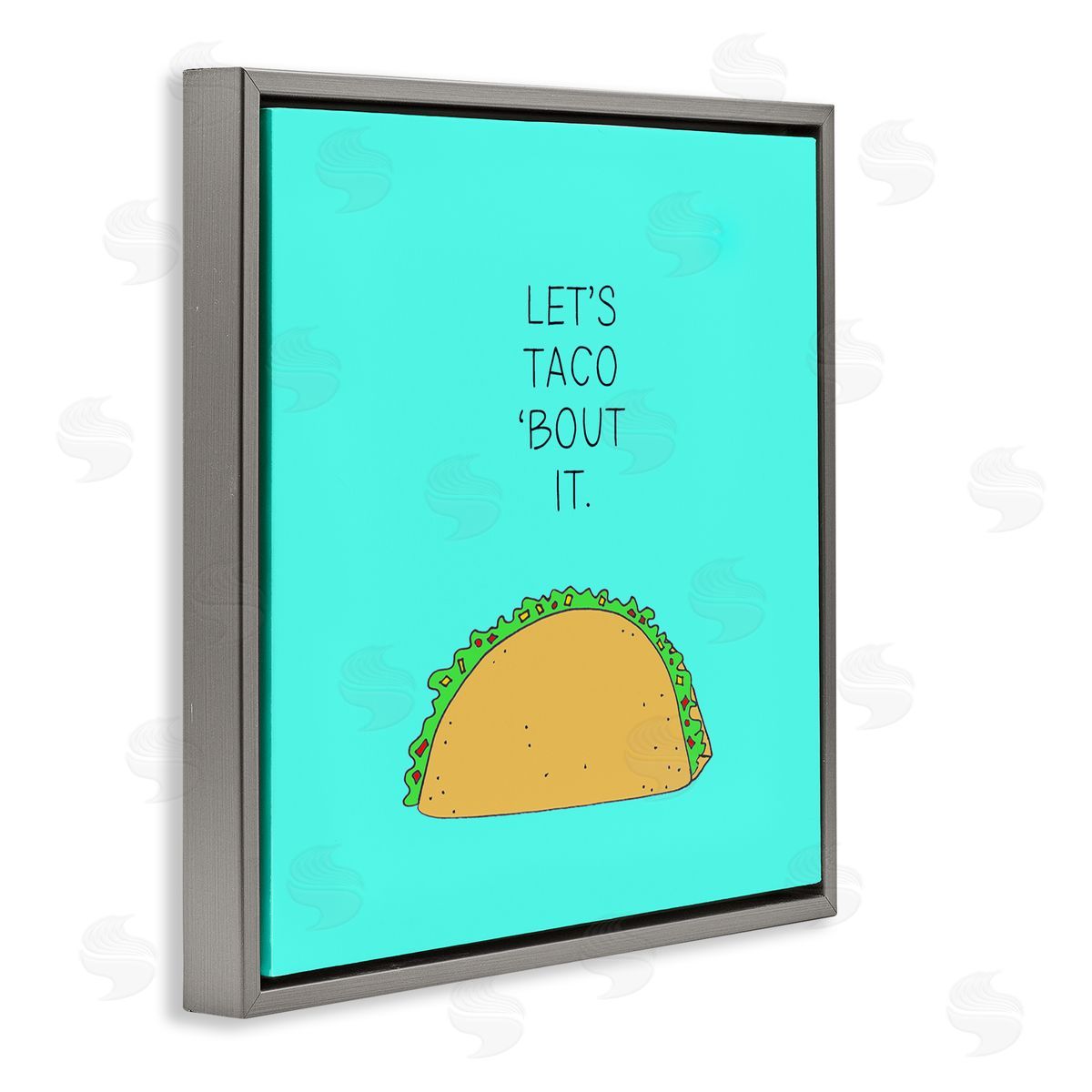 Natalie Sizemore Let's Taco 'Bout It Food Pun Gray Floater Frame Canvas Art