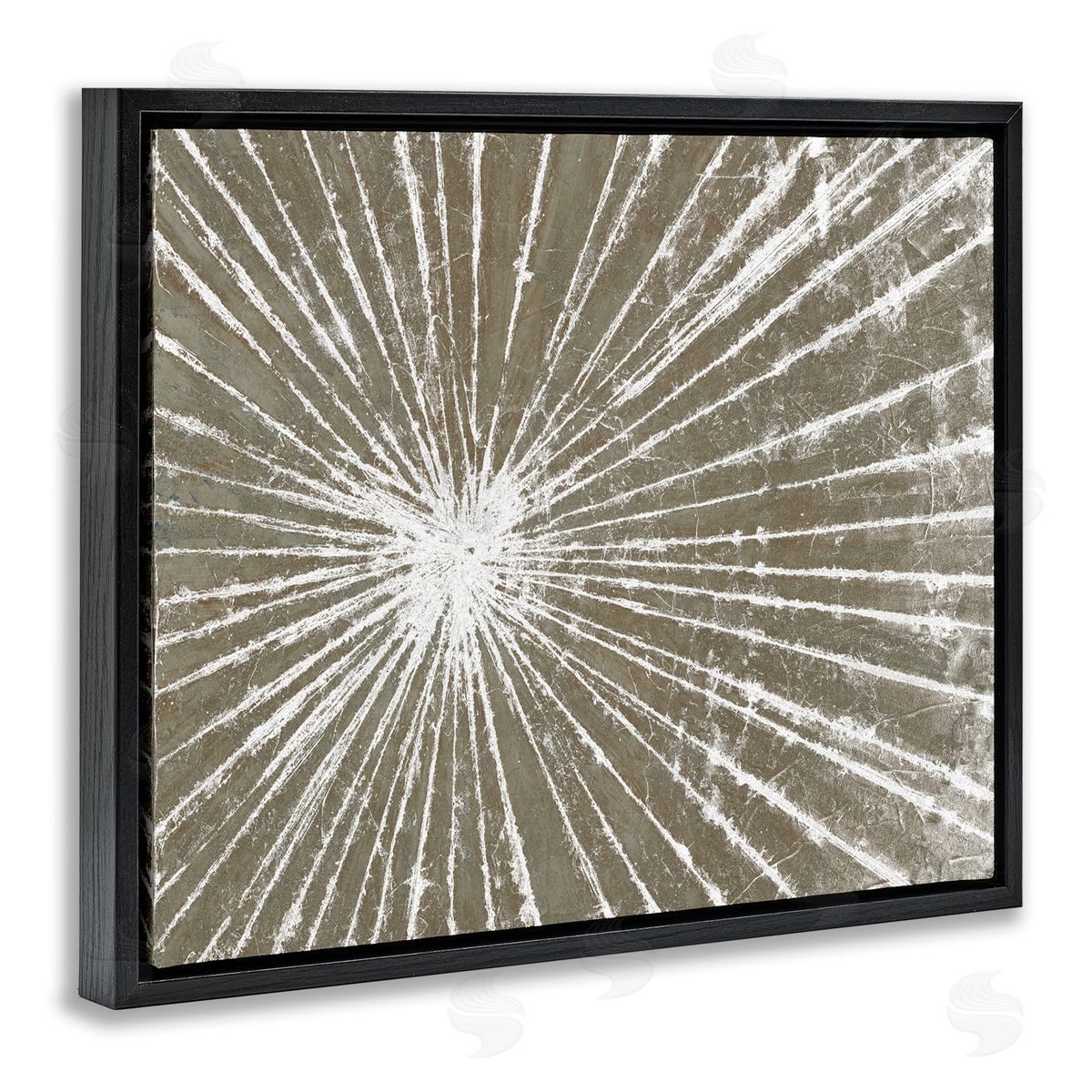 Studio W Industrial Distressed Line Burst Brown Black Floater Frame Canvas Art