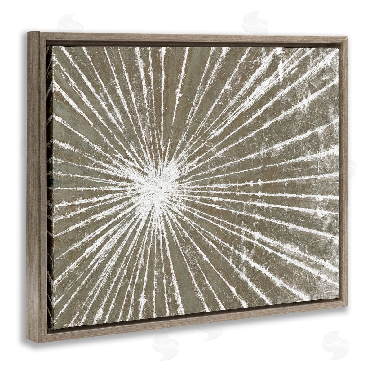 Studio W Industrial Distressed Line Burst Brown Brown Floater Frame Canvas Art