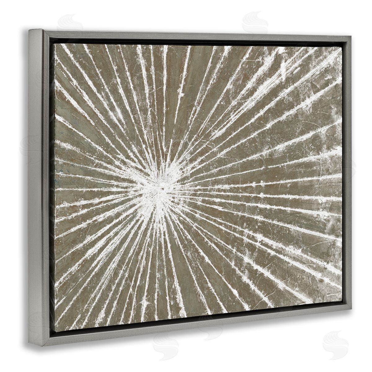 Studio W Industrial Distressed Line Burst Brown Gray Floater Frame Canvas Art