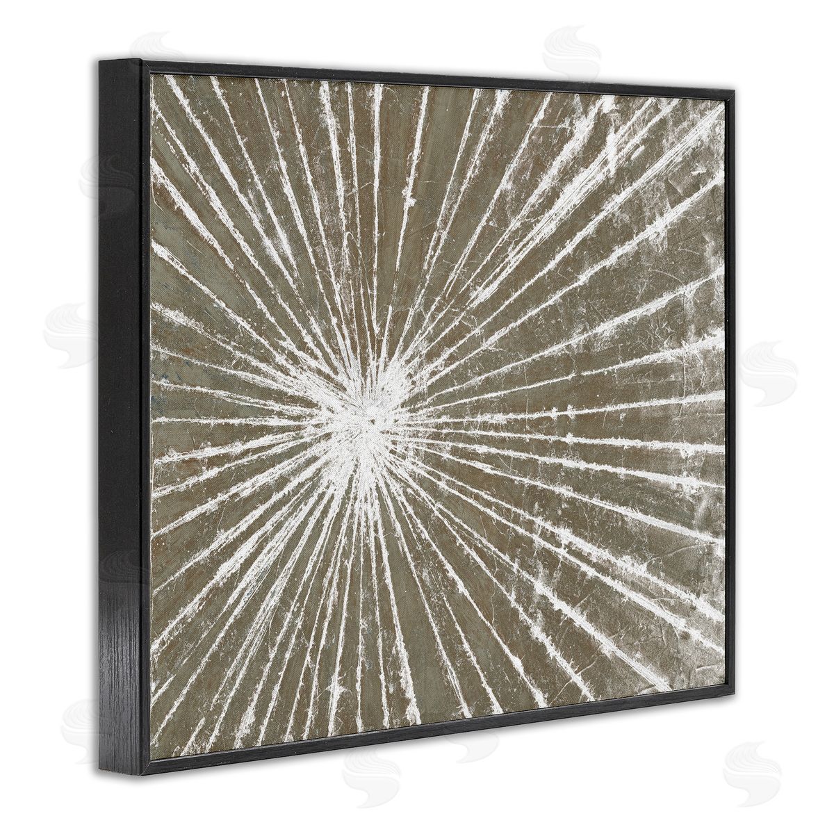 Studio W Industrial Distressed Line Burst Brown Black Framed Giclee Wall Art