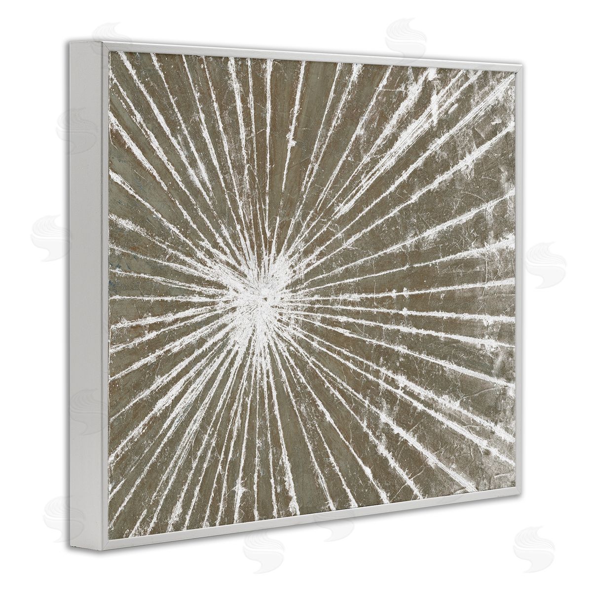 Studio W Industrial Distressed Line Burst Brown White Framed Giclee Wall Art