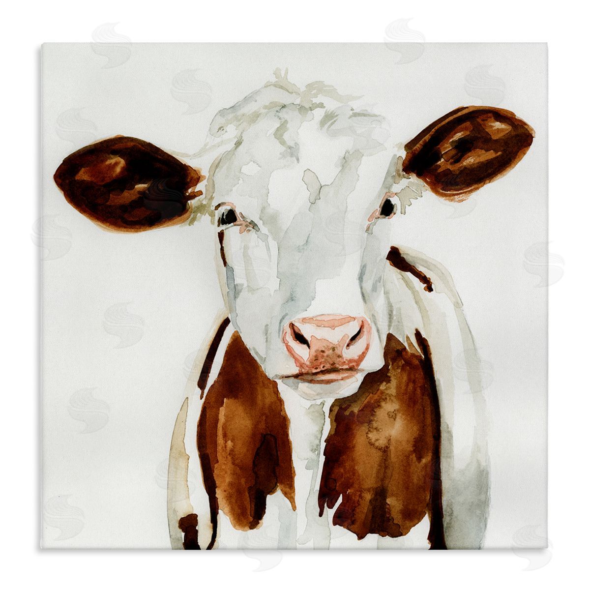 Farm Cow Neutral Watercolor Canvas Wall Art, Home Decor by Victoria Barnes