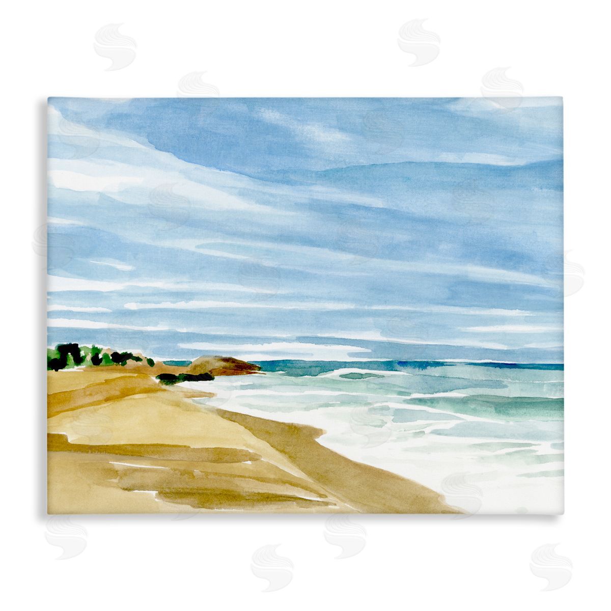 Annie Warren Calm Coastline Watercolor Landscape Canvas Wall Art