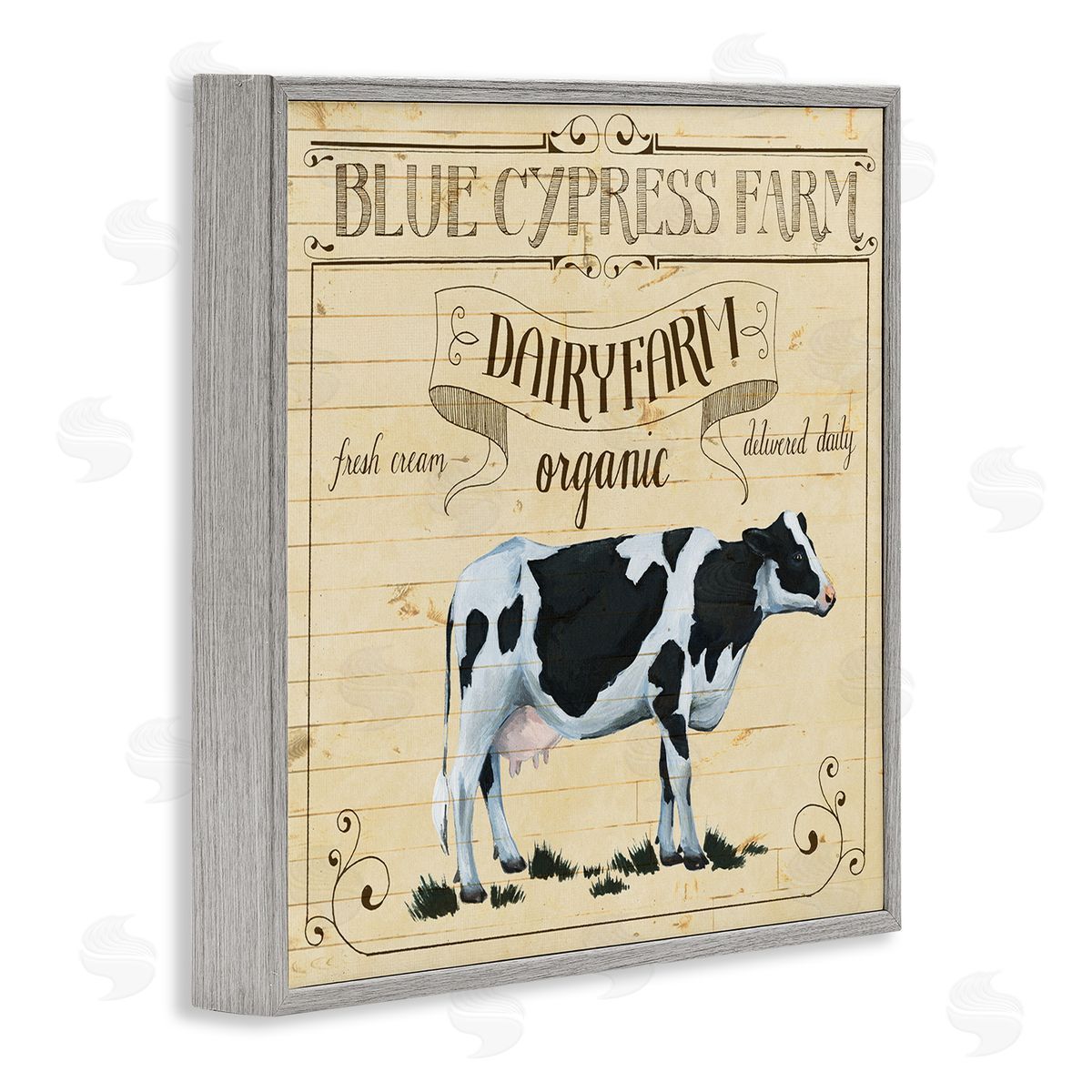 Grace Popp Rustic Dairy Farm Cow Vintage Gray Framed Giclee Wall Art