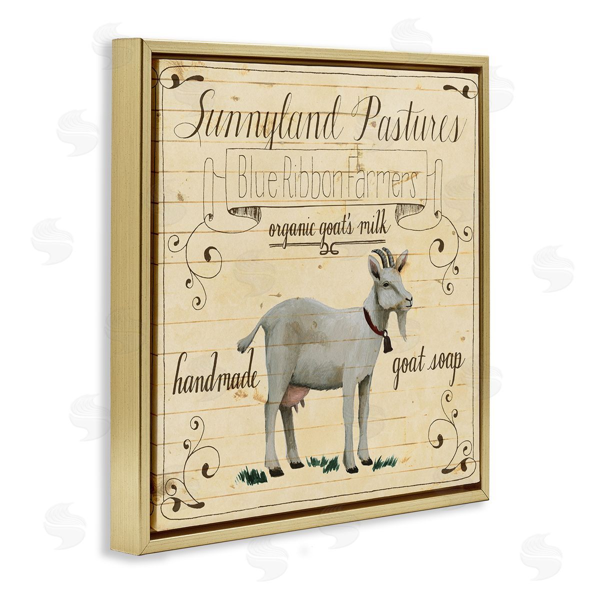 Grace Popp Vintage Farm Goat Milk Advertisement Gold Floater Frame Canvas Art