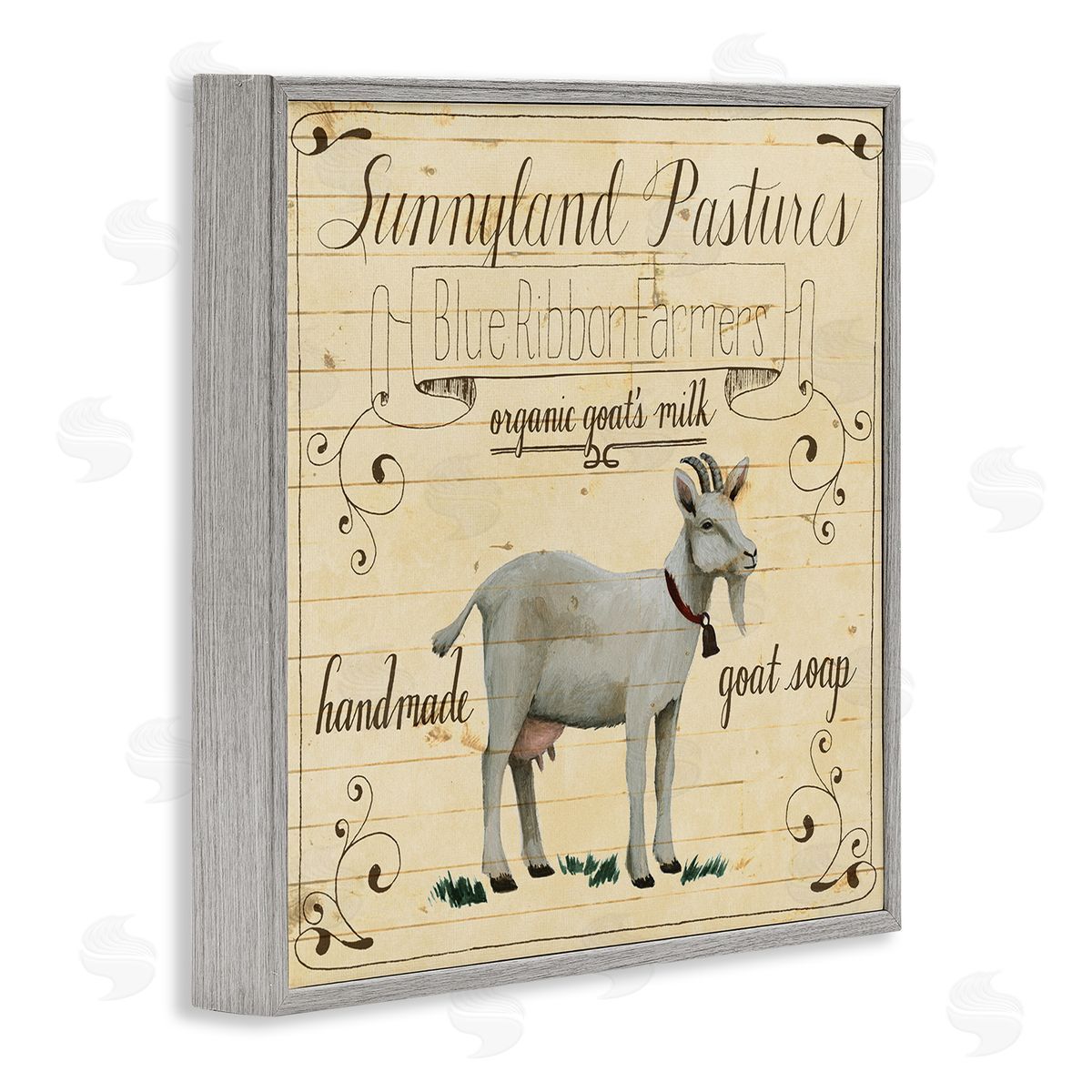 Grace Popp Vintage Farm Goat Milk Advertisement Gray Framed Giclee Wall Art