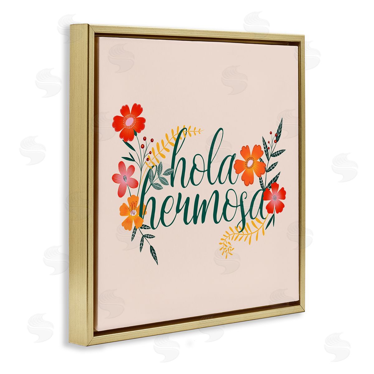 Grace Popp Hola Hermosa Spanish Sister Flowers Gold Floater Frame Canvas Art