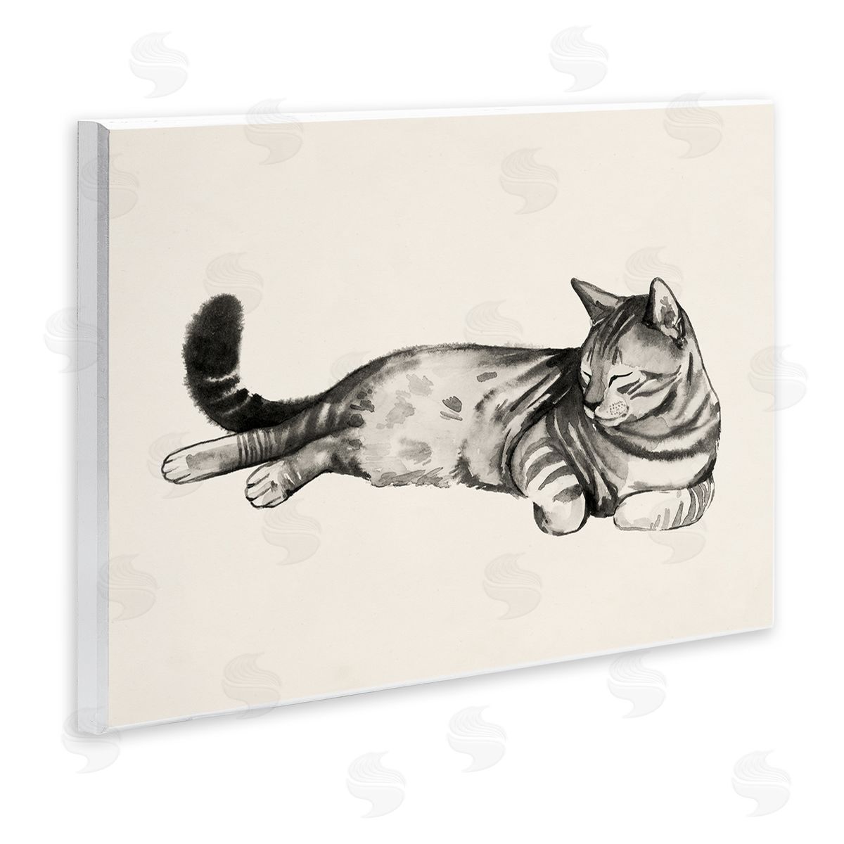 Grace Popp Sleeping Striped Cat Relaxed Pet Wall Plaque Art