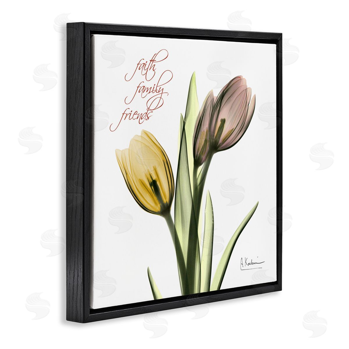 Albert Koetsier Family Faith Friends Tulip Flowers Black Floater Frame Canvas Art