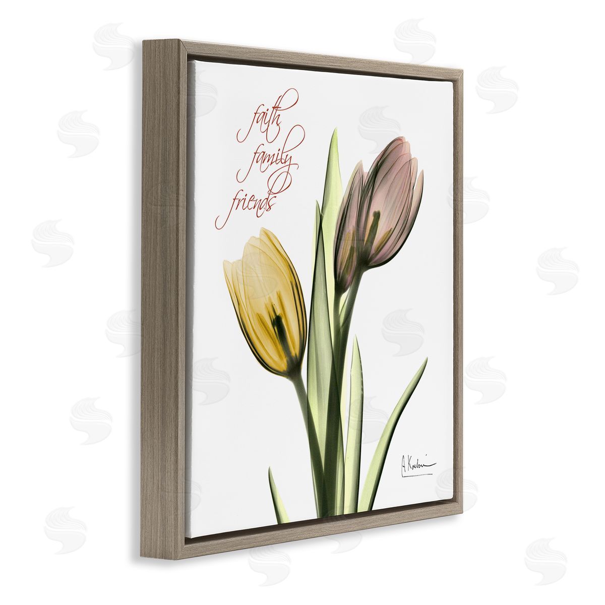 Albert Koetsier Family Faith Friends Tulip Flowers Brown Floater Frame Canvas Art
