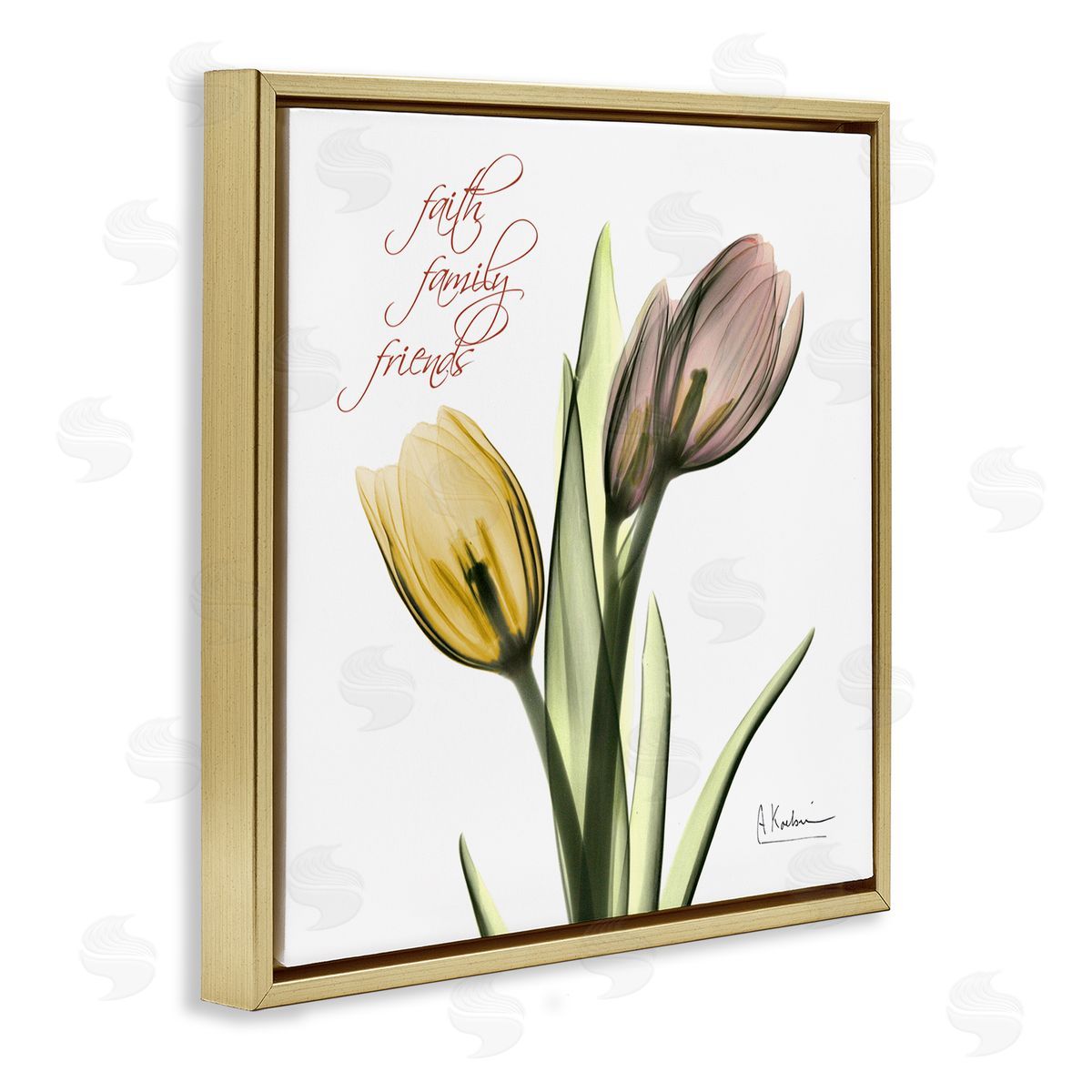 Albert Koetsier Family Faith Friends Tulip Flowers Gold Floater Frame Canvas Art