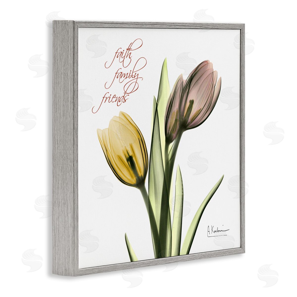 Albert Koetsier Family Faith Friends Tulip Flowers Gray Framed Giclee Wall Art