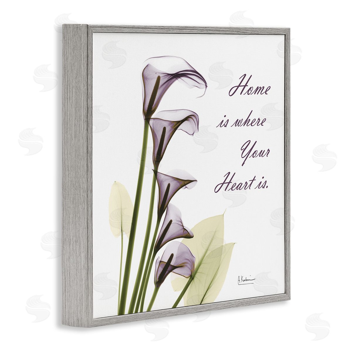 Albert Koetsier Home Where Heart Is Calla Lillies Gray Framed Giclee Wall Art