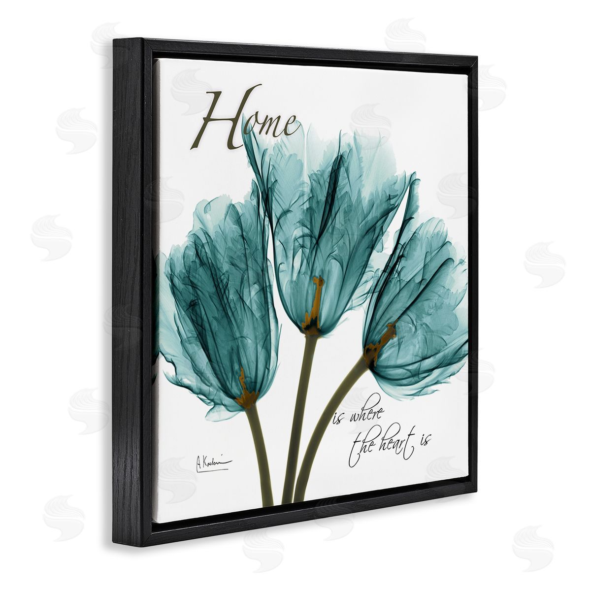 Albert Koetsier Blue Tulips Silhouette Home Is Where Black Floater Frame Canvas Art
