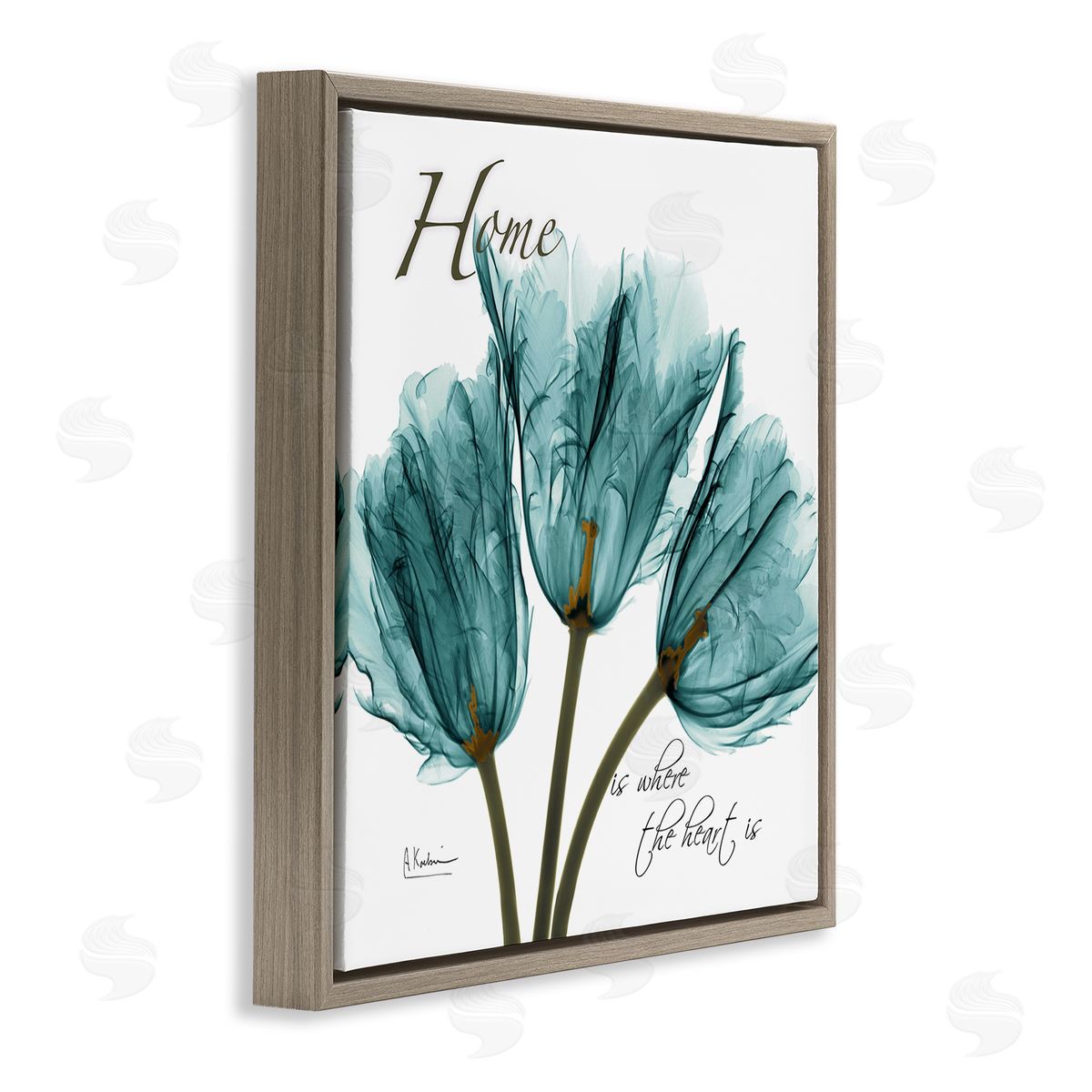 Albert Koetsier Blue Tulips Silhouette Home Is Where Brown Floater Frame Canvas Art