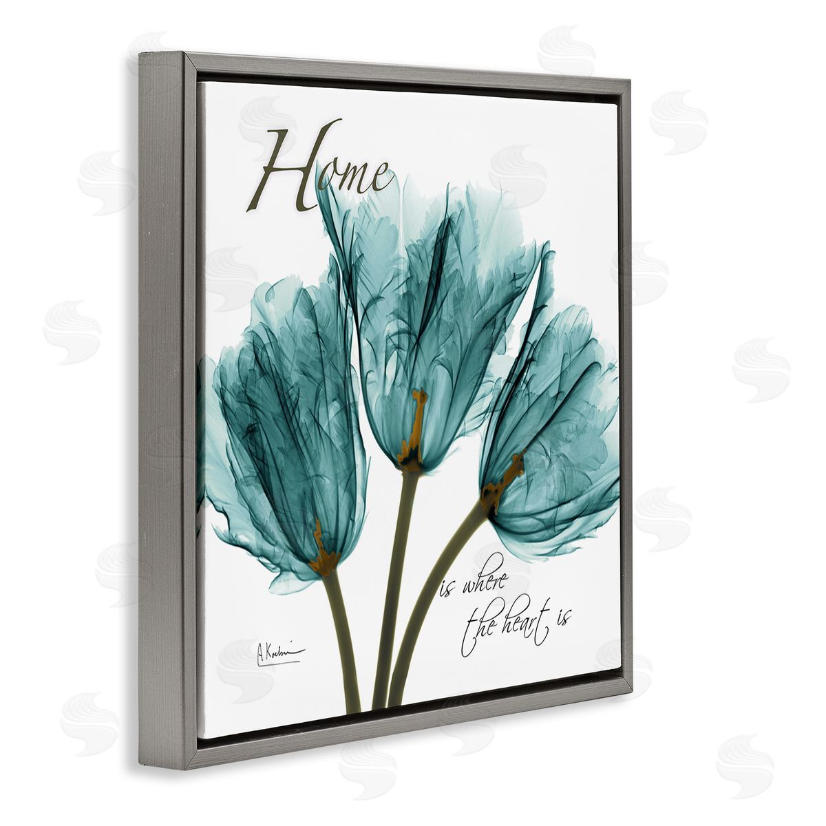 Albert Koetsier Blue Tulips Silhouette Home Is Where Gray Floater Frame Canvas Art