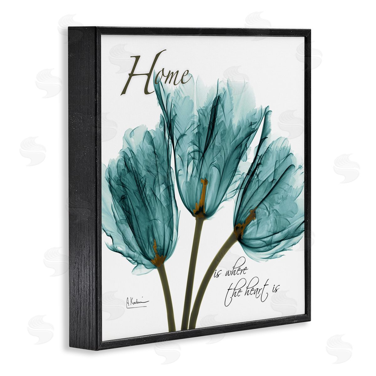 Albert Koetsier Blue Tulips Silhouette Home Is Where Black Framed Giclee Wall Art