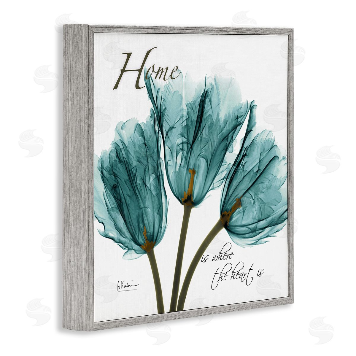 Albert Koetsier Blue Tulips Silhouette Home Is Where Gray Framed Giclee Wall Art
