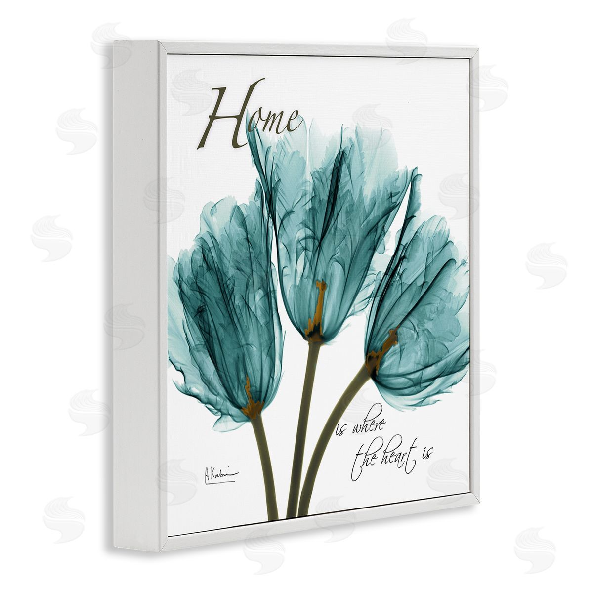Albert Koetsier Blue Tulips Silhouette Home Is Where White Framed Giclee Wall Art