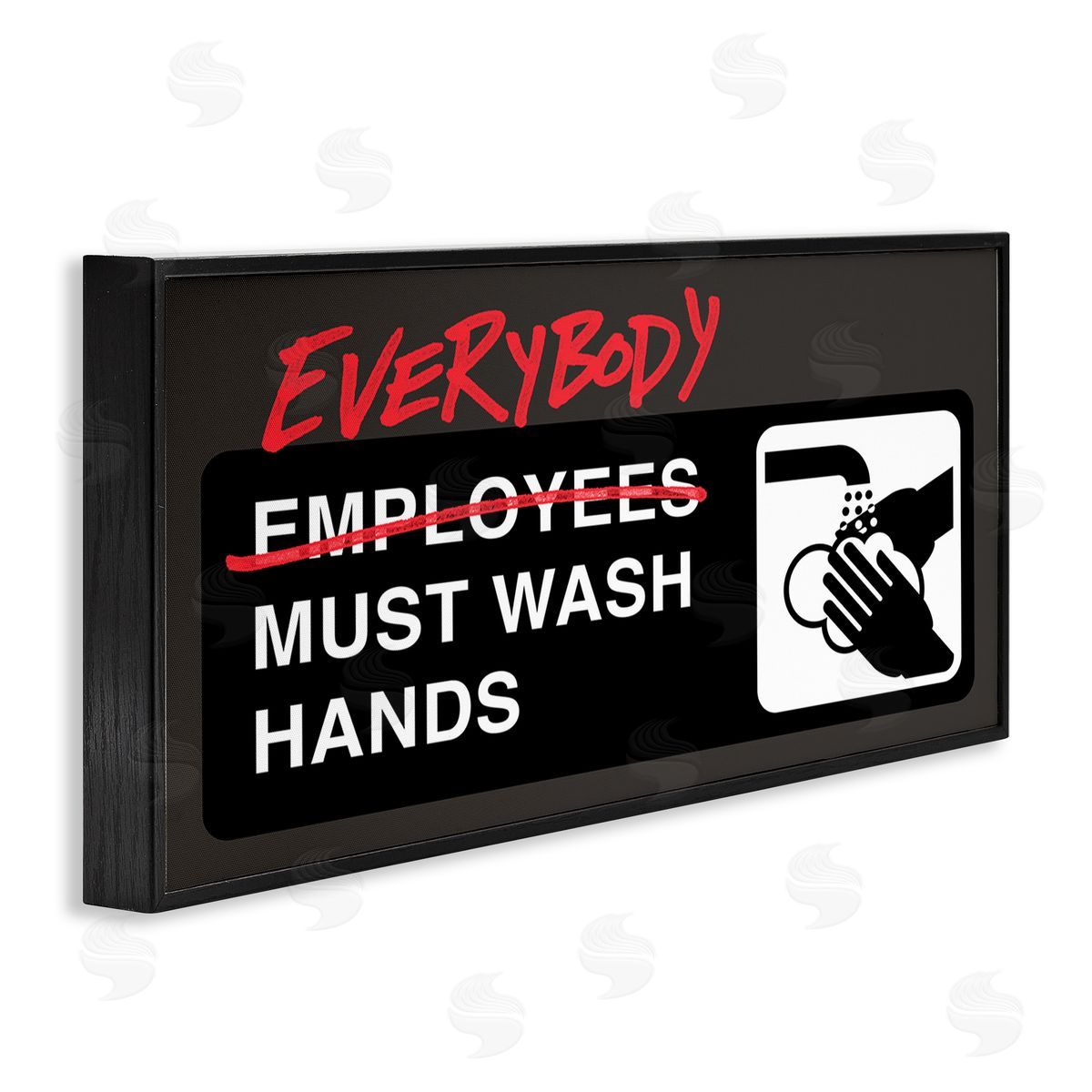Buck Wear Everybody Must Wash Hands Bathroom Black Framed Giclee Wall Art