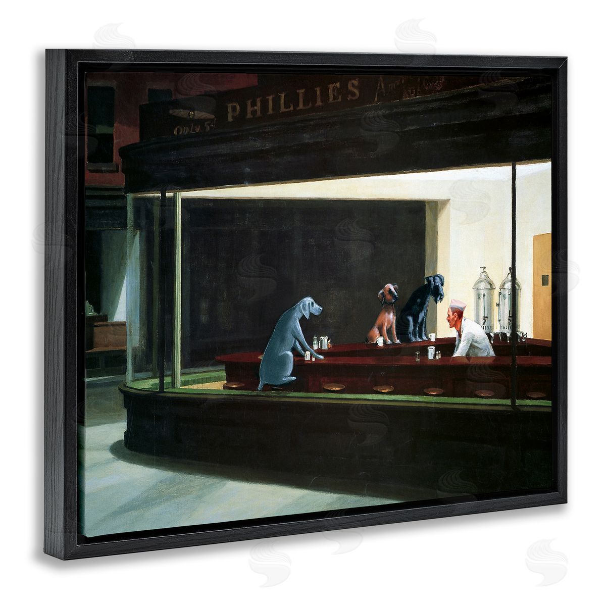 Chameleon Design Inc. Night Dogs Classic Alternative Painting Black Floater Frame Canvas Art