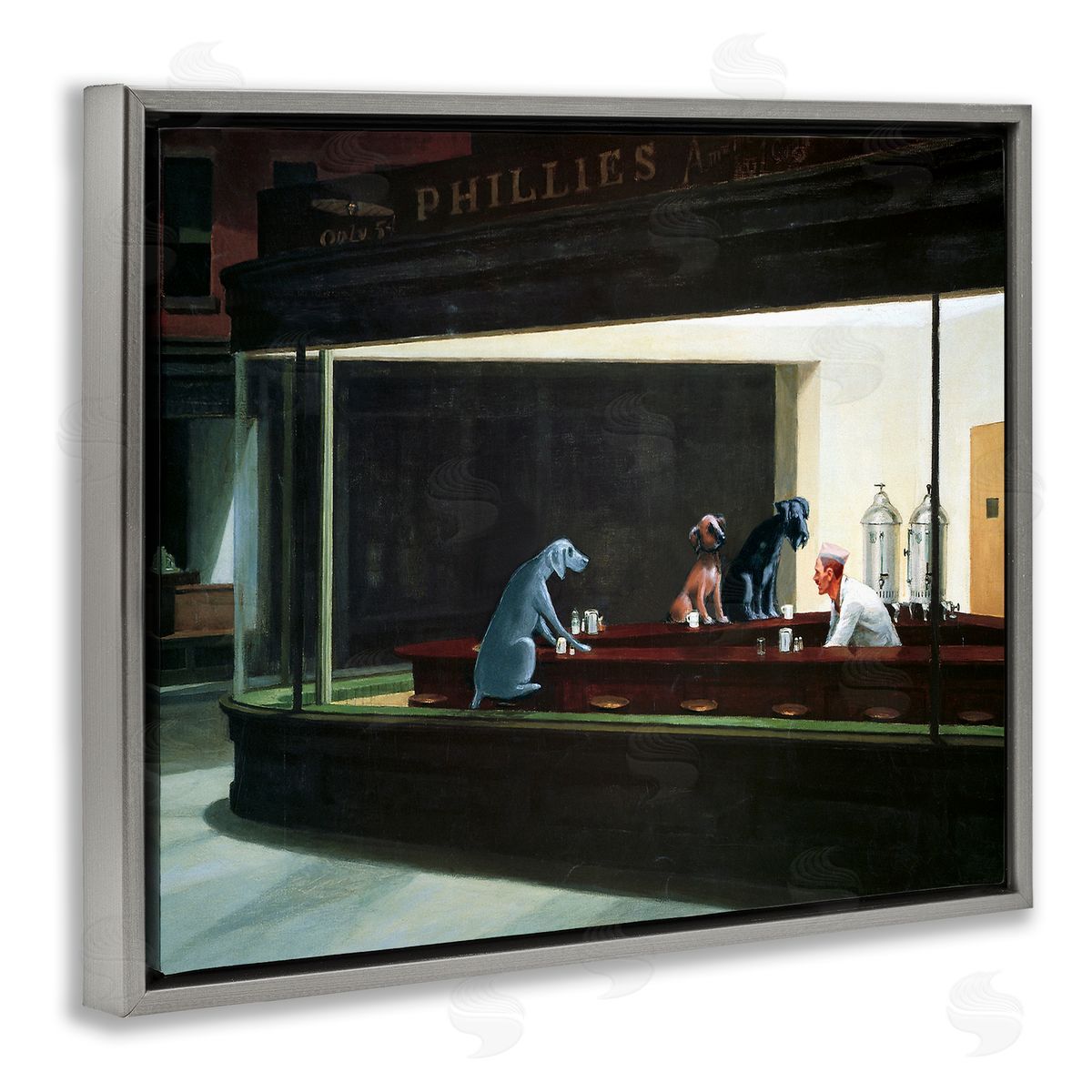 Chameleon Design Inc. Night Dogs Classic Alternative Painting Gray Floater Frame Canvas Art