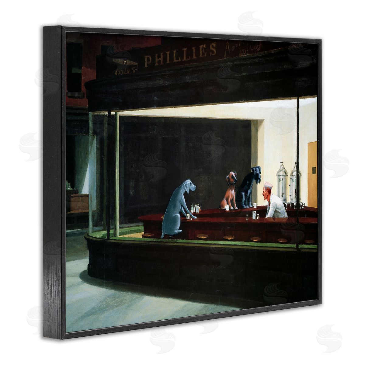 Chameleon Design Inc. Night Dogs Classic Alternative Painting Black Framed Giclee Wall Art