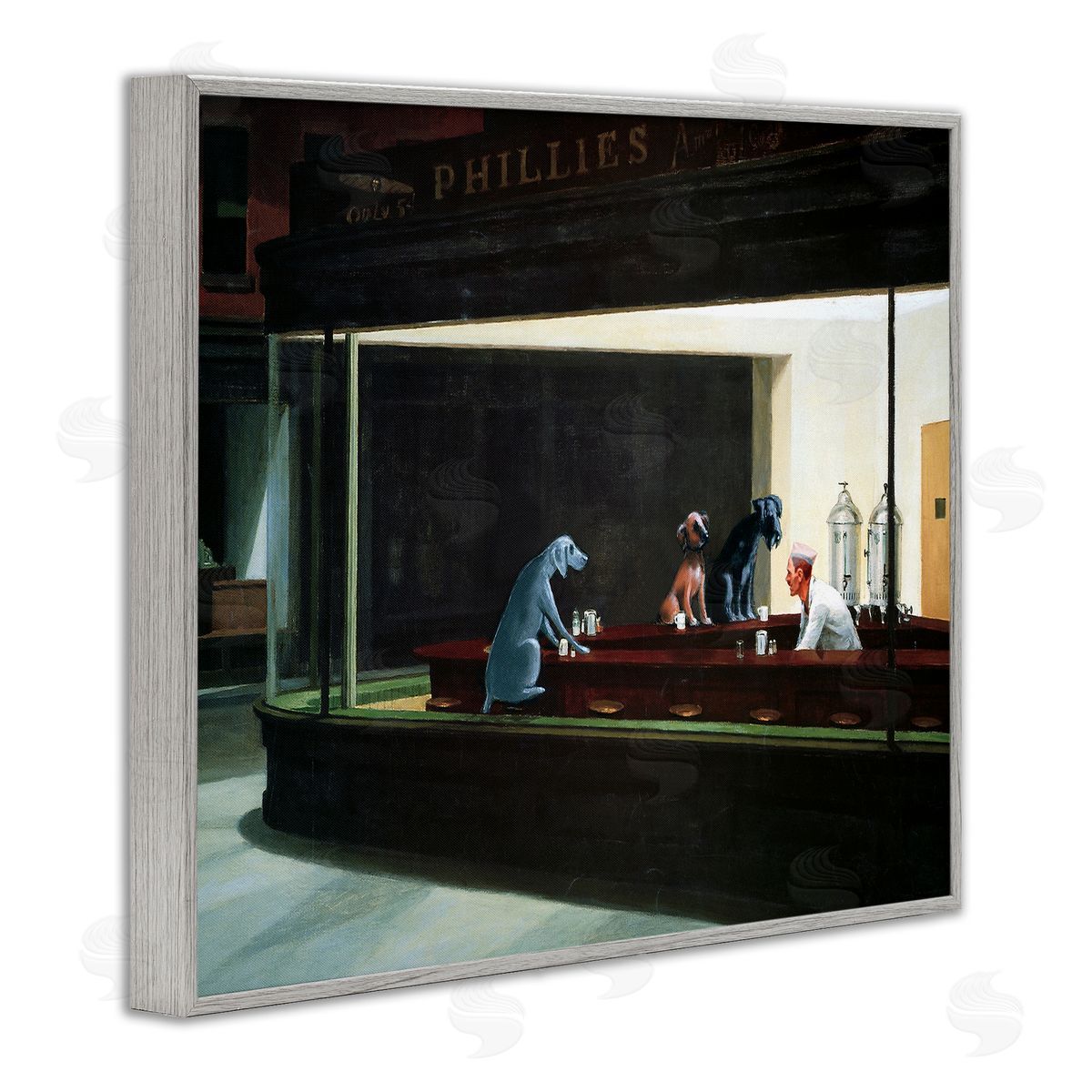 Chameleon Design Inc. Night Dogs Classic Alternative Painting Gray Framed Giclee Wall Art