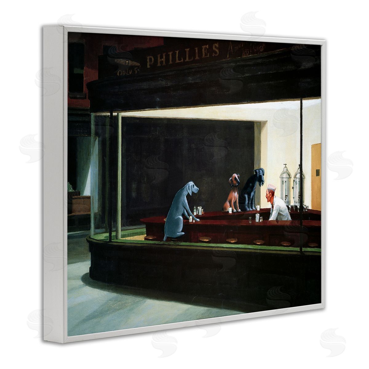 Chameleon Design Inc. Night Dogs Classic Alternative Painting White Framed Giclee Wall Art