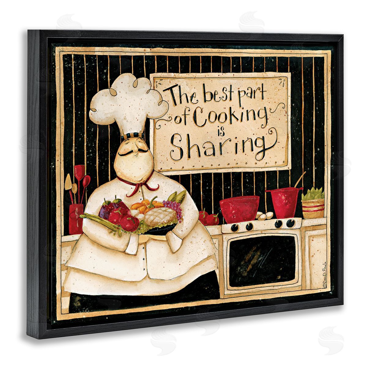 Dan DiPaolo Cooking Is Sharing Vintage Chef Black Floater Frame Canvas Art