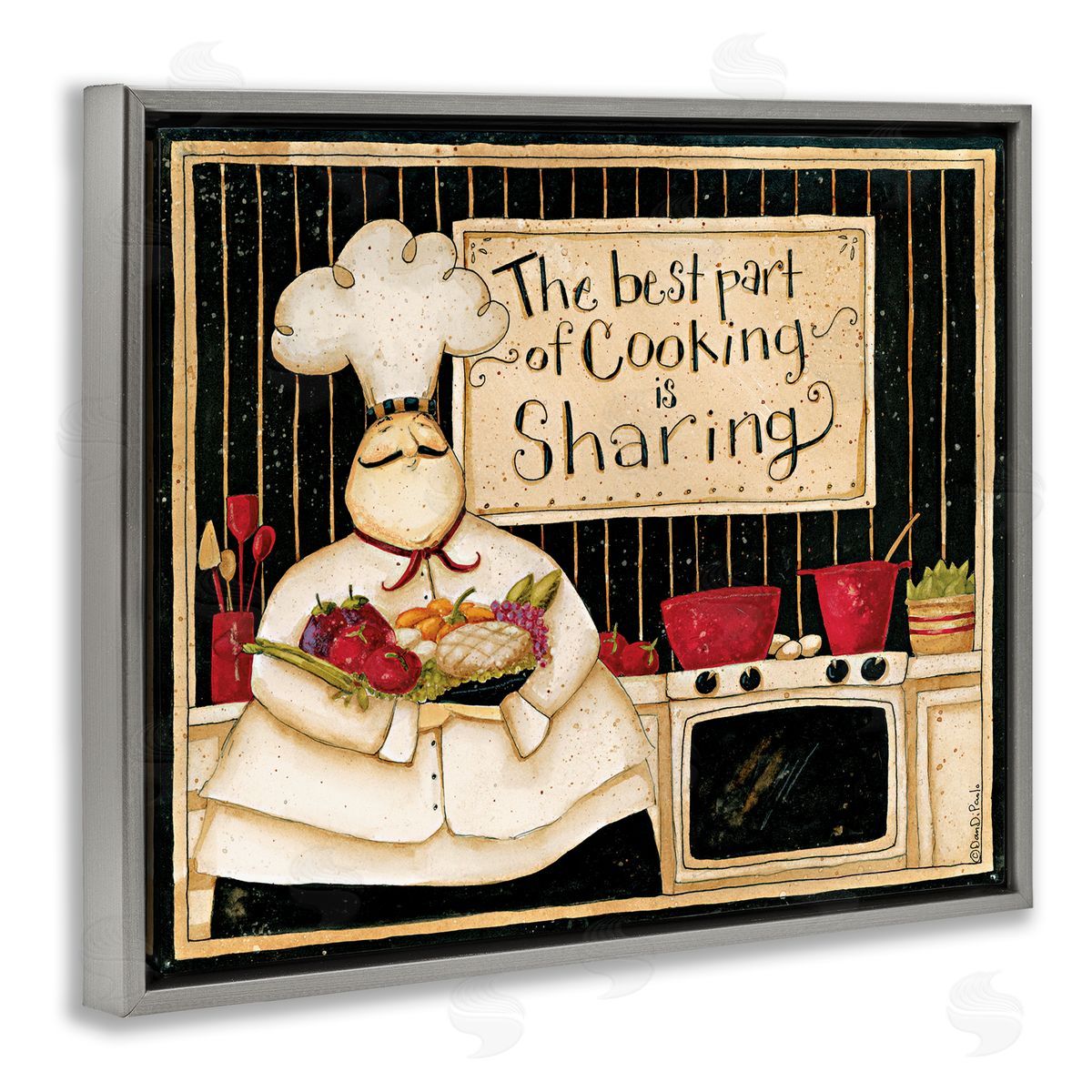 Dan DiPaolo Cooking Is Sharing Vintage Chef Gray Floater Frame Canvas Art