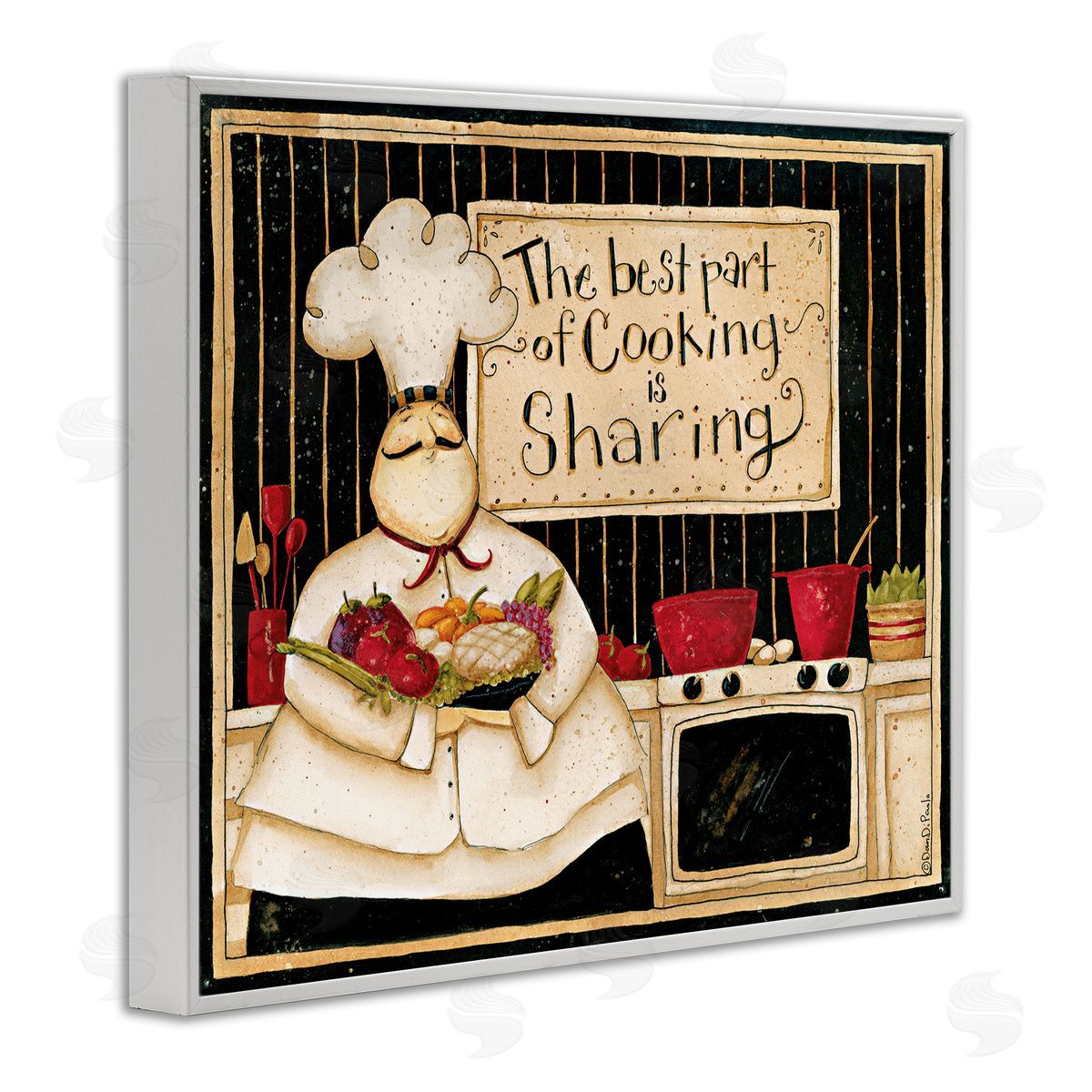 Dan DiPaolo Cooking Is Sharing Vintage Chef White Framed Giclee Wall Art