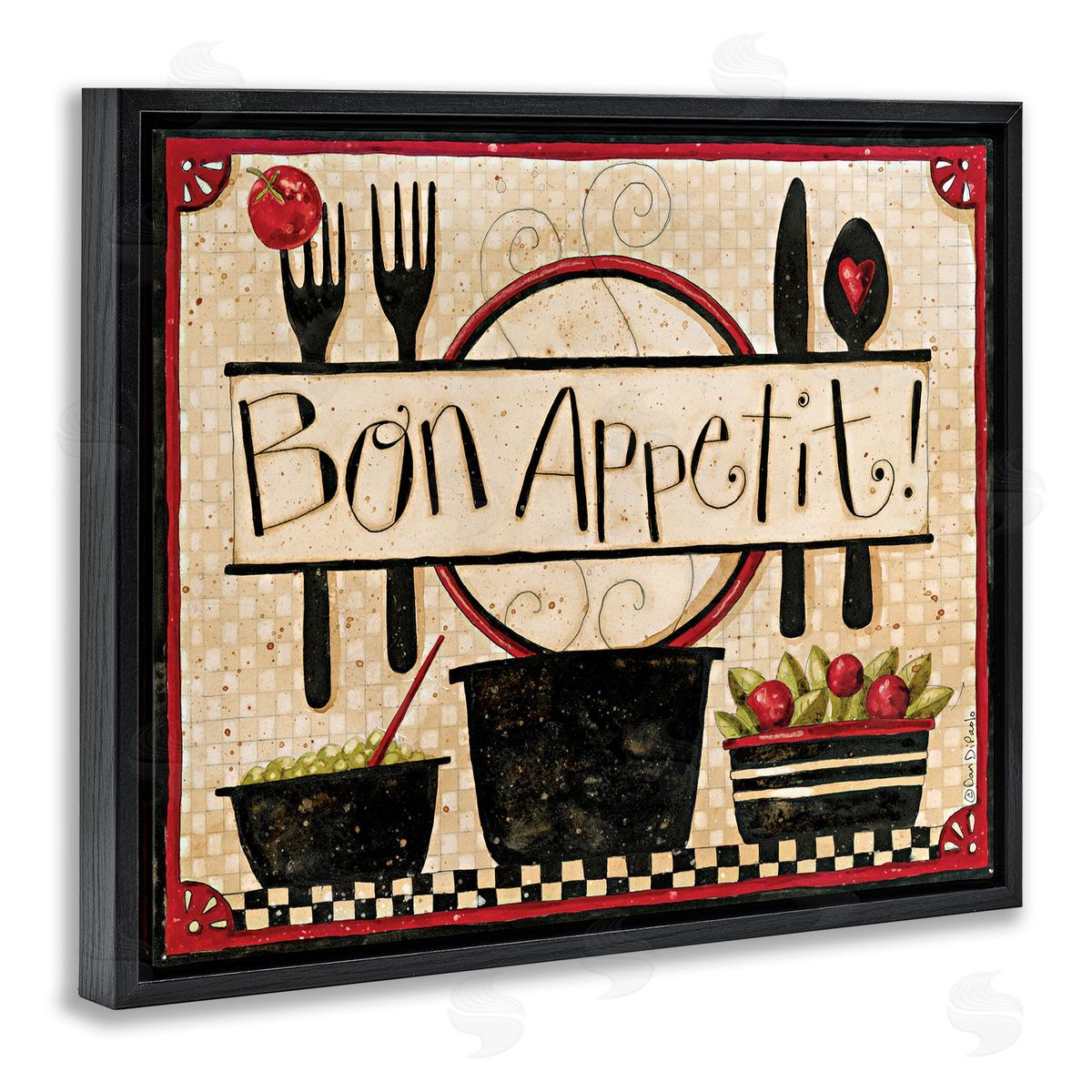 Dan DiPaolo Bon Appetit Vintage Kitchen Black Floater Frame Canvas Art