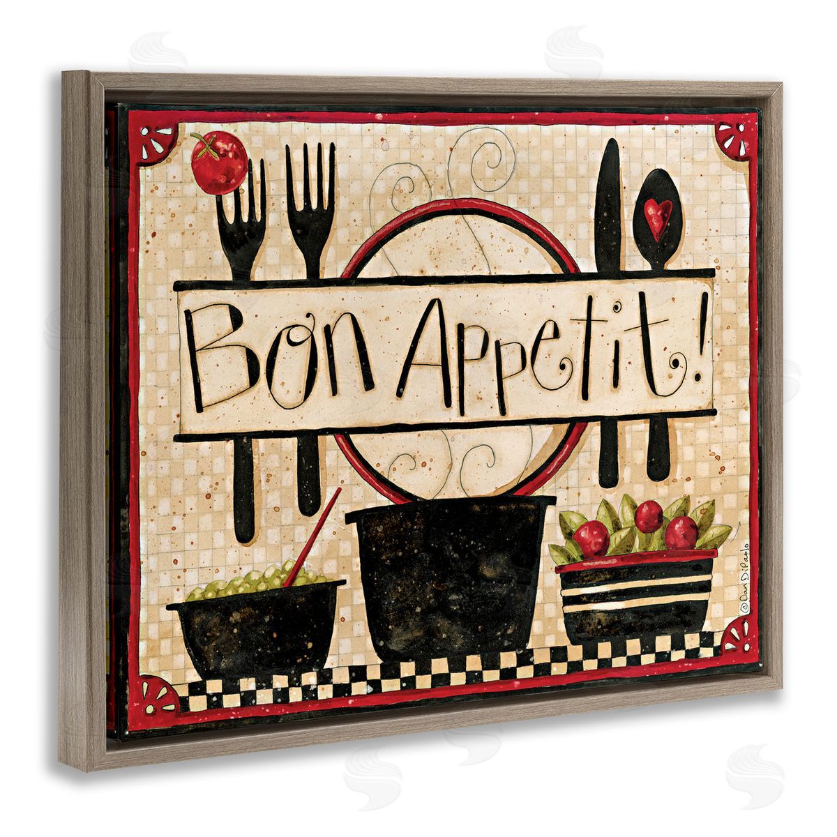 Dan DiPaolo Bon Appetit Vintage Kitchen Brown Floater Frame Canvas Art