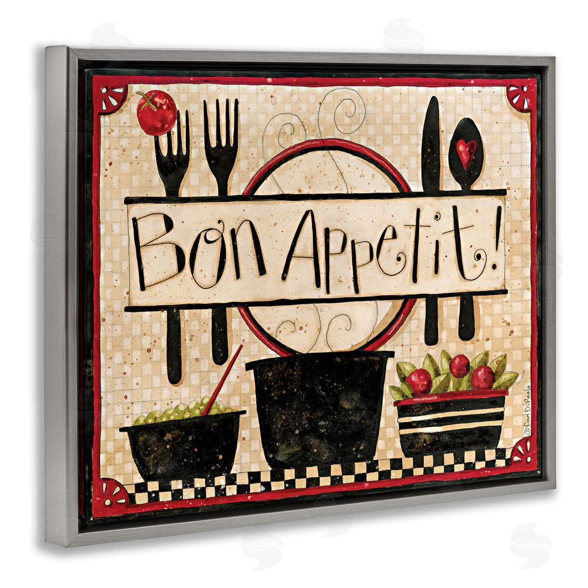 Dan DiPaolo Bon Appetit Vintage Kitchen Gray Floater Frame Canvas Art