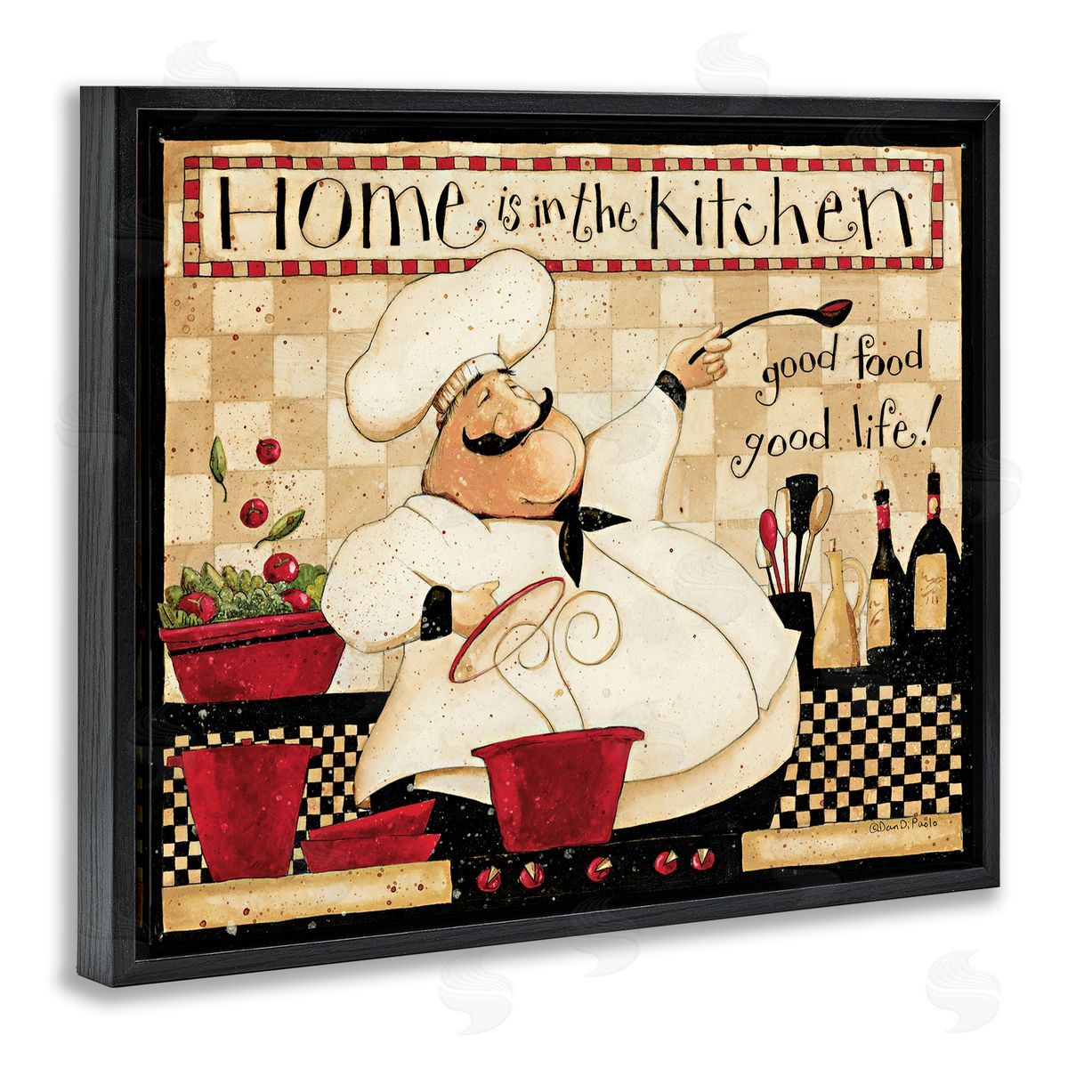 Dan DiPaolo Home is the Kitchen Vintage Chef Black Floater Frame Canvas Art