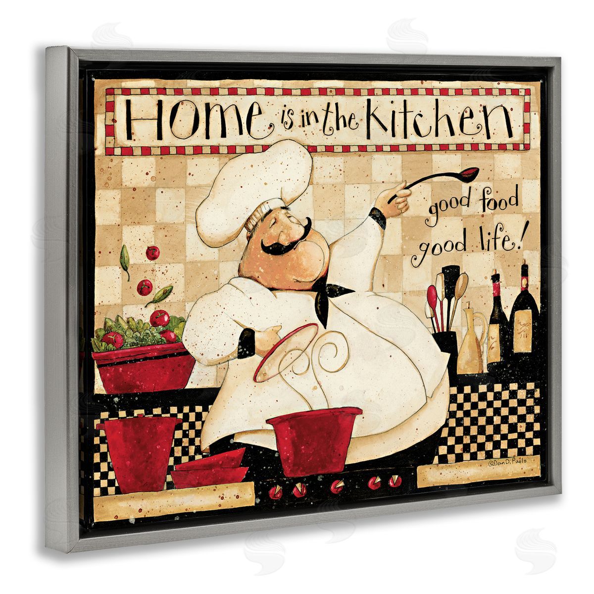 Dan DiPaolo Home is the Kitchen Vintage Chef Gray Floater Frame Canvas Art