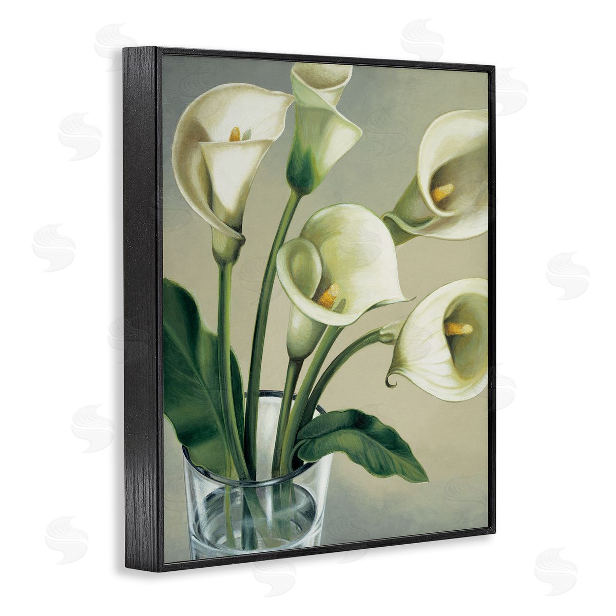 Eva Barberini Soft White Calla Lily Florals Black Framed Giclee Wall Art