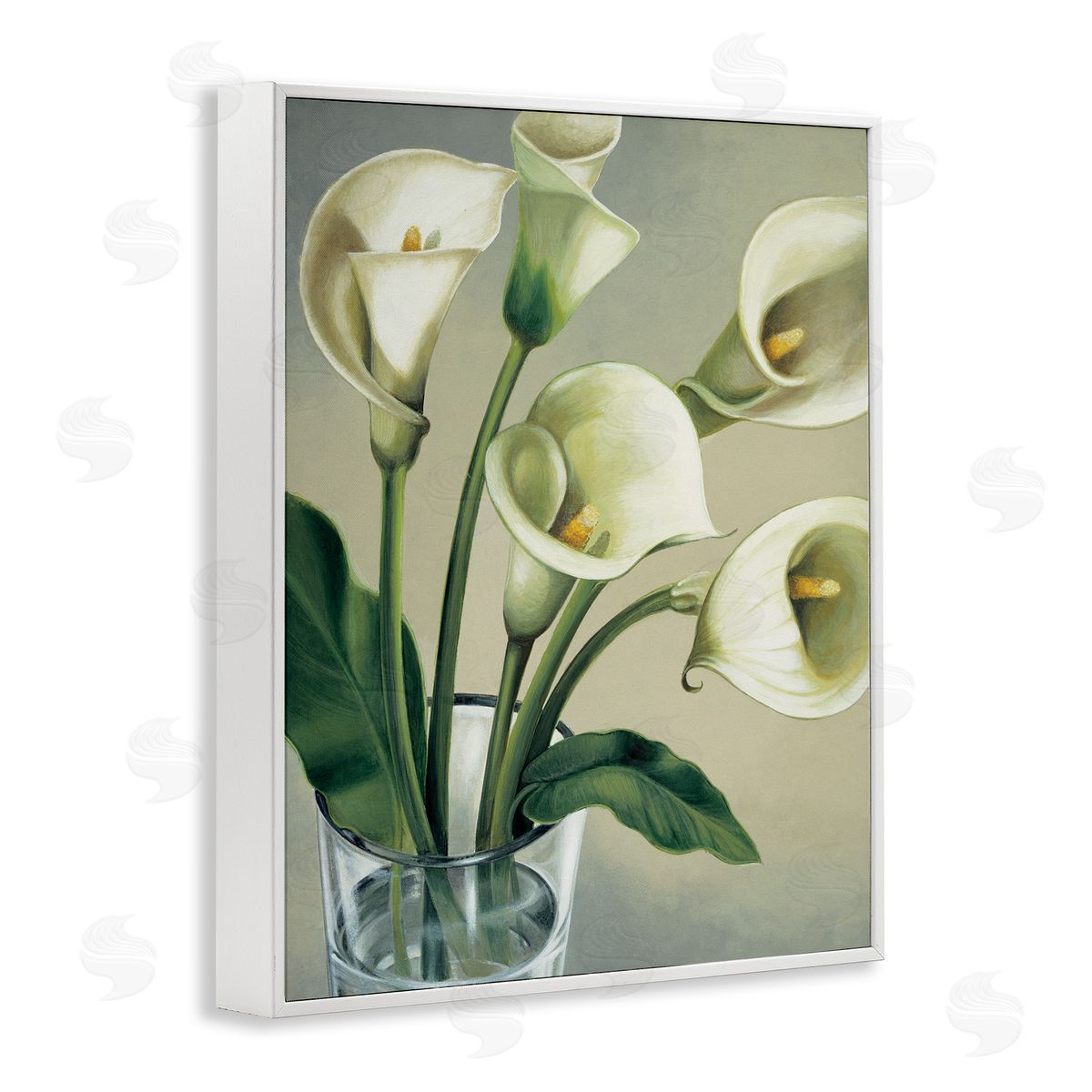 Eva Barberini Soft White Calla Lily Florals White Framed Giclee Wall Art
