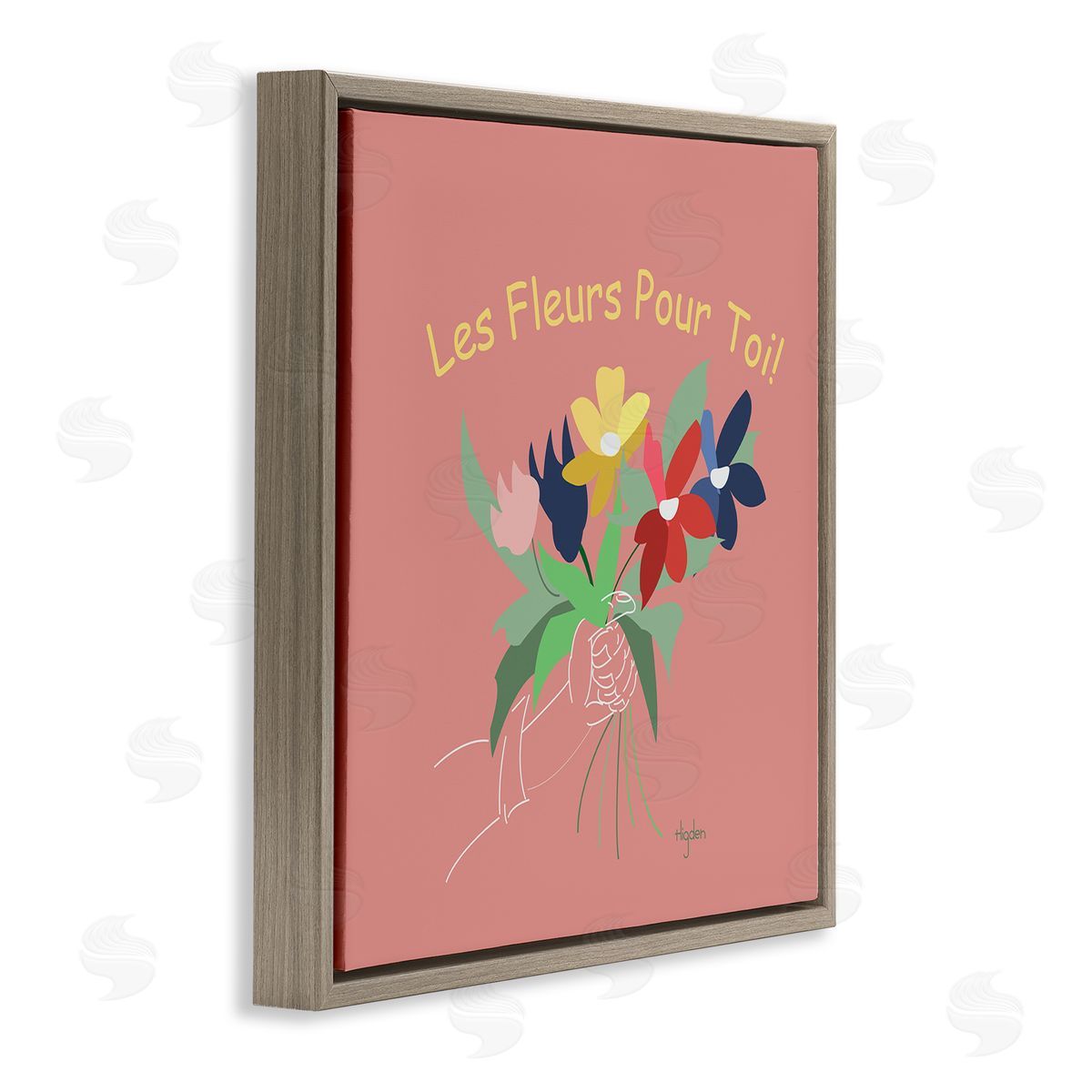 Mark Higden Les Fleurs Pour Toi French Bouquet Brown Floater Frame Canvas Art