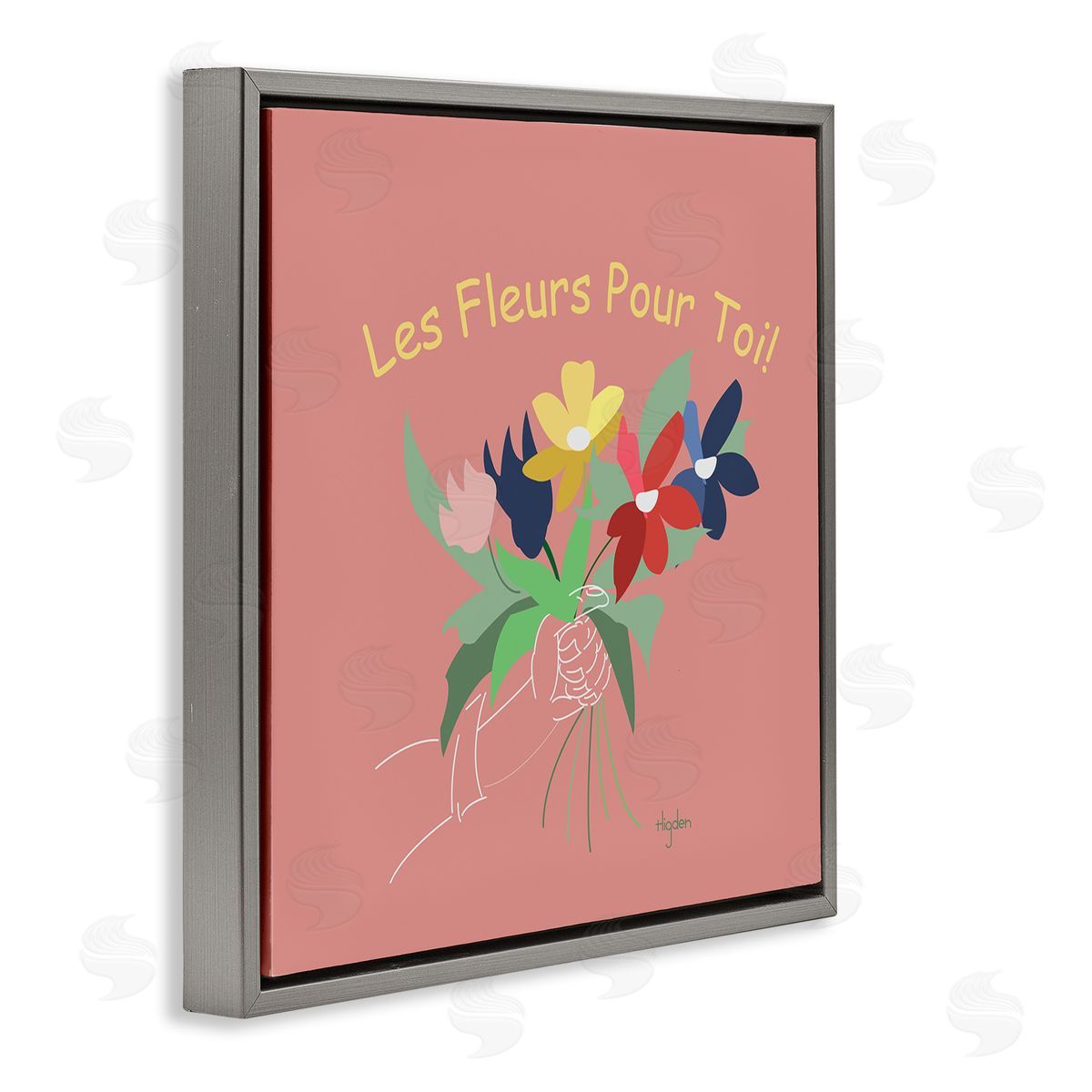 Mark Higden Les Fleurs Pour Toi French Bouquet Gray Floater Frame Canvas Art