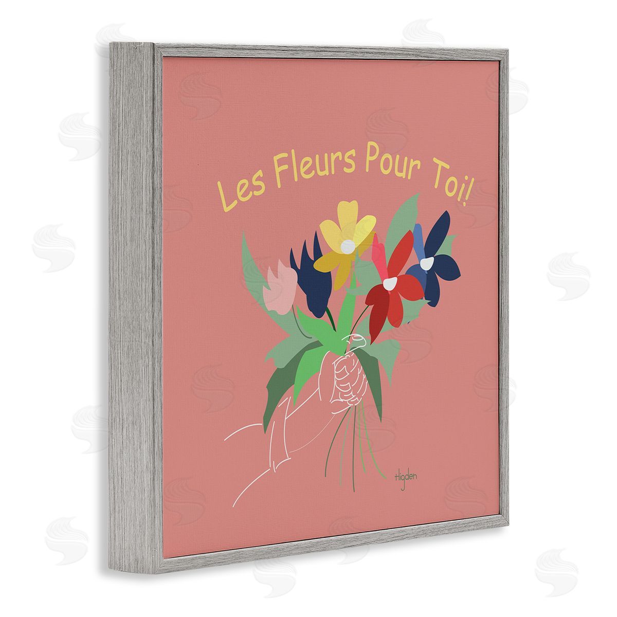 Mark Higden Les Fleurs Pour Toi French Bouquet Gray Framed Giclee Wall Art