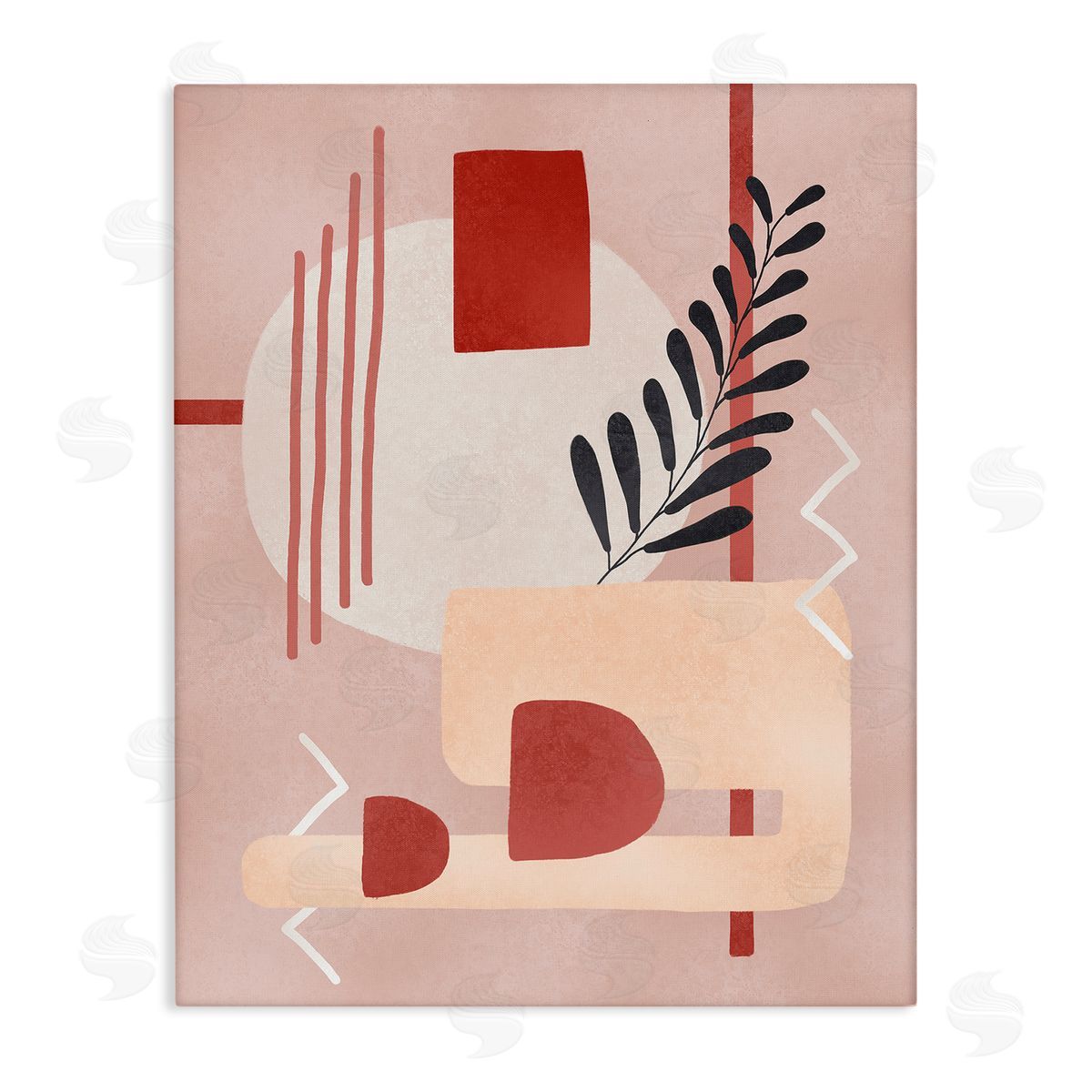 Ziwei Li Warm Abstract Shapes Plant Detail Canvas Wall Art