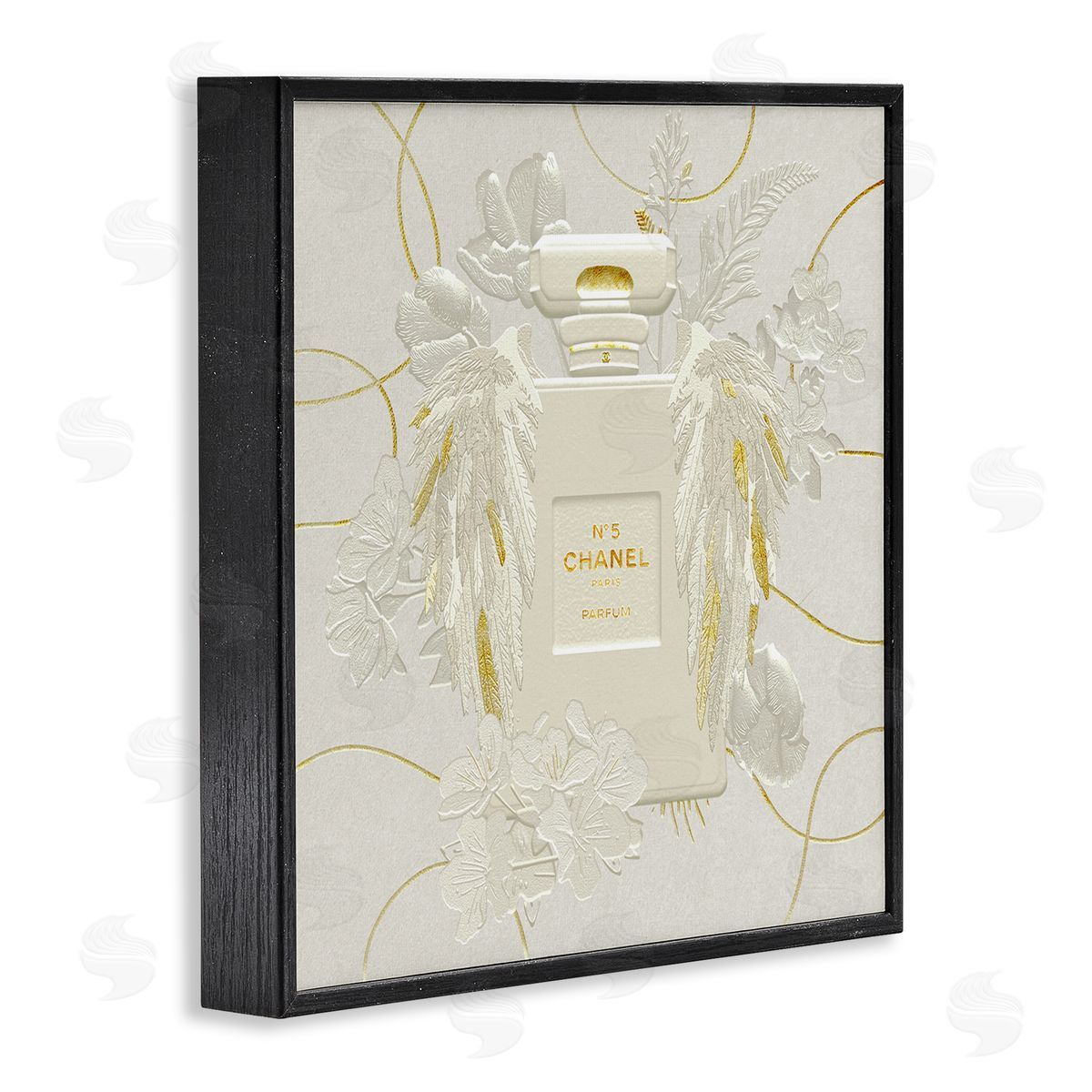 Ziwei Li Bright Glam Fashion Bottle White Florals Black Framed Giclee Wall Art