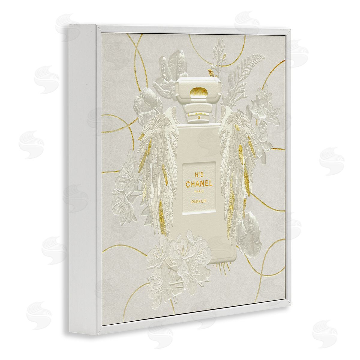 Ziwei Li Bright Glam Fashion Bottle White Florals White Framed Giclee Wall Art