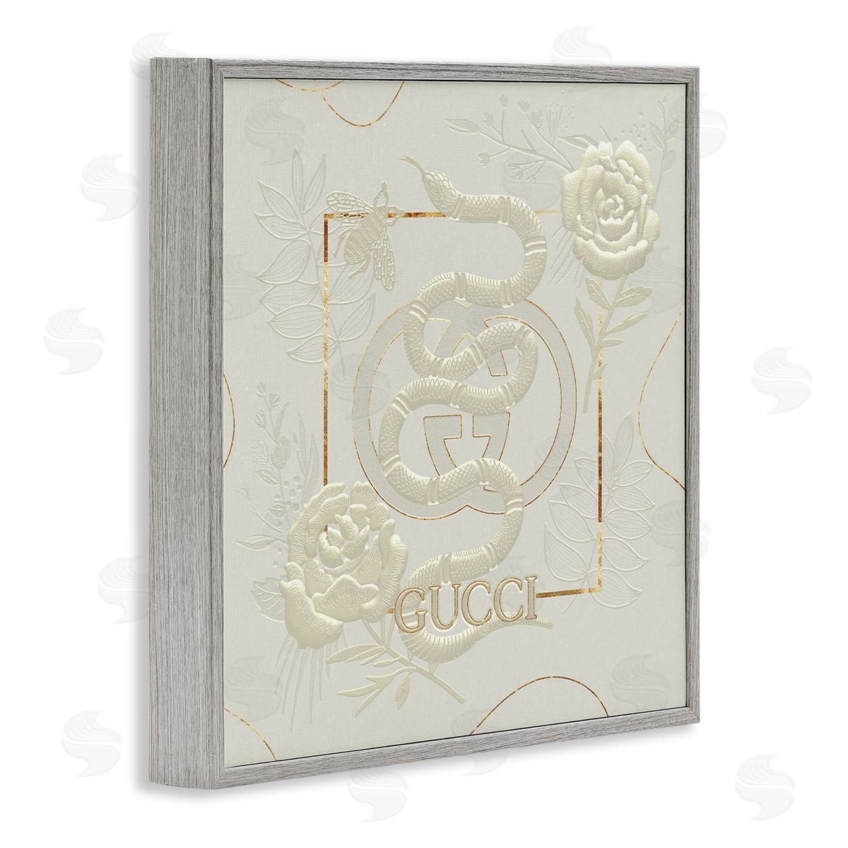 Ziwei Li Bright Fashion Brand Snake Floral Gray Framed Giclee Wall Art