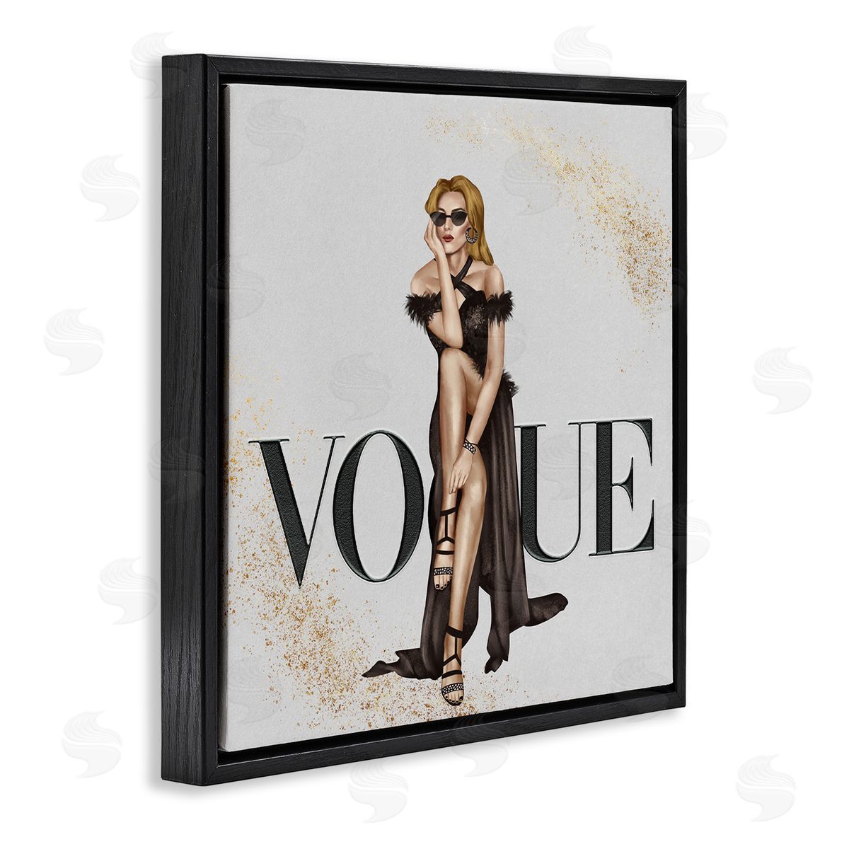 Ziwei Li Female Fashionista Black Dress Designer Brand Black Floater Frame Canvas Art